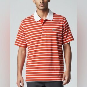Lacoste Men's Polo Shirt in Red and White Stripes